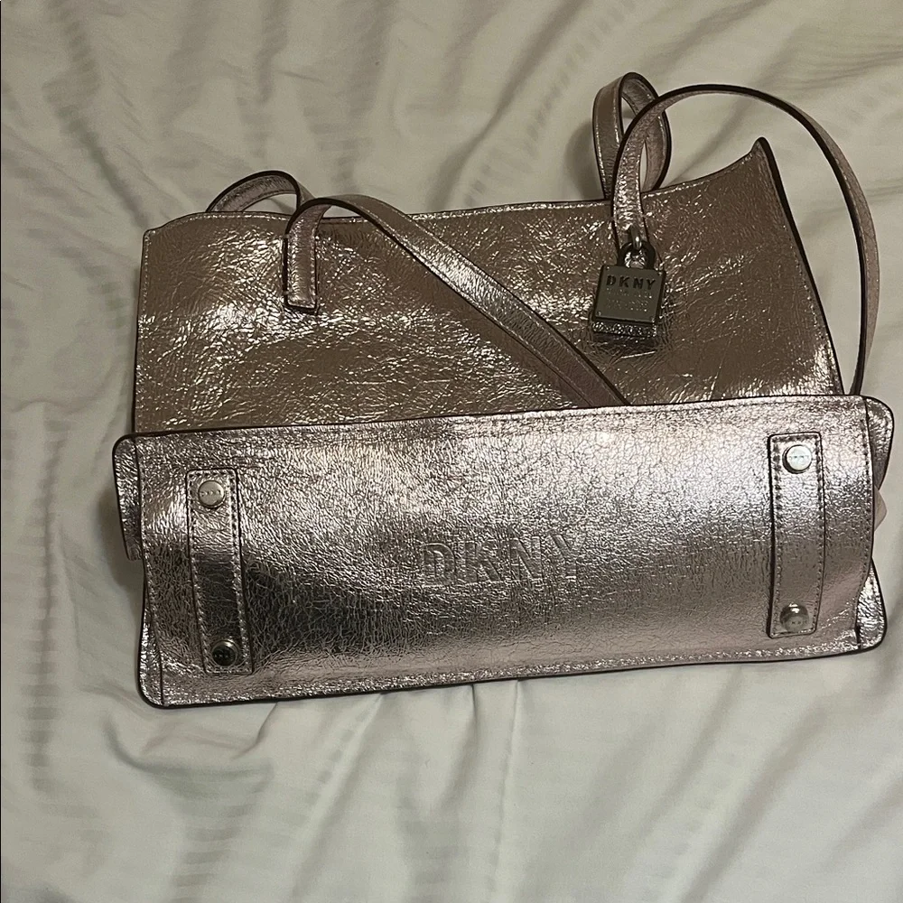 DKNY Shimmering Rose Gold Tote - Picture 6 of 8